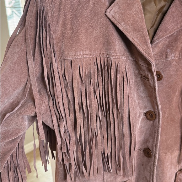 VTG Leather Factory Suede Fringe Jacket Western Cowgirl Boho Rodeo Festival - Picture 3 of 13